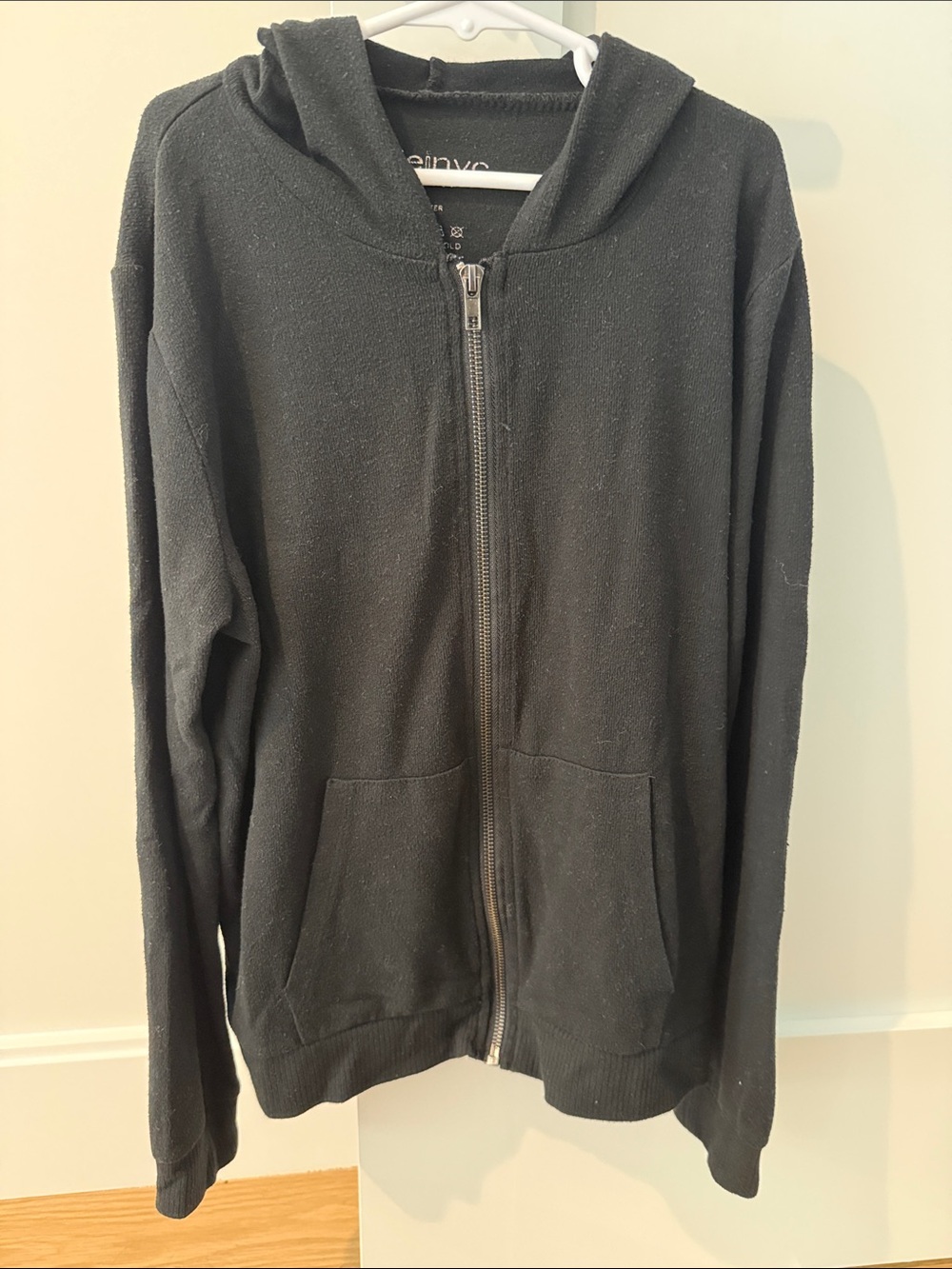 Katie J NYC Black Full-Zip Hooded Sweater